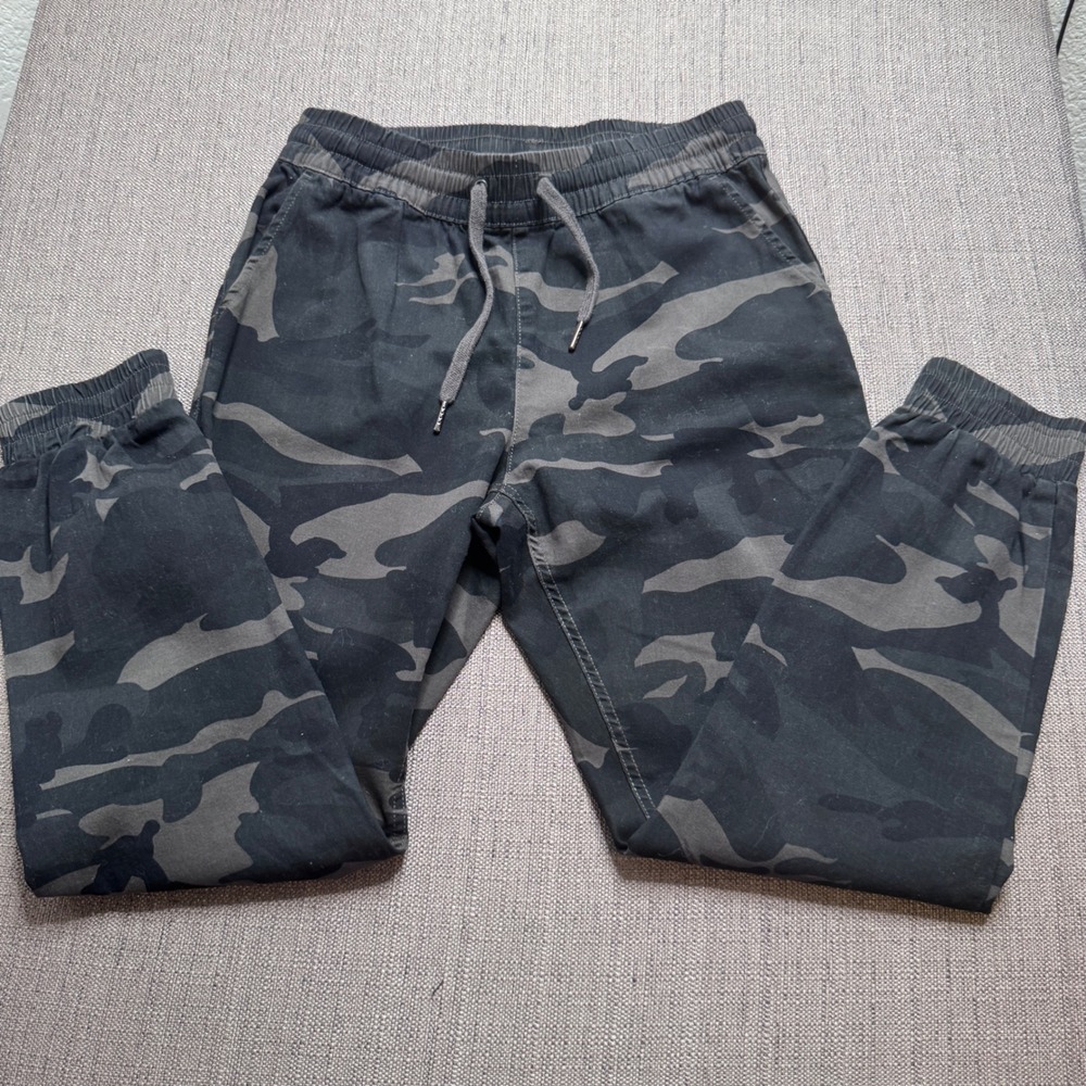 RD Style Camo Joggers Womens Medium Dark Green Black Camouflage Drawstring Pants